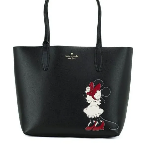 NEW Kate Spade X Disney Large Tote Bag Refined Grain Leather Minnie Mouse Comic - Picture 1 of 7